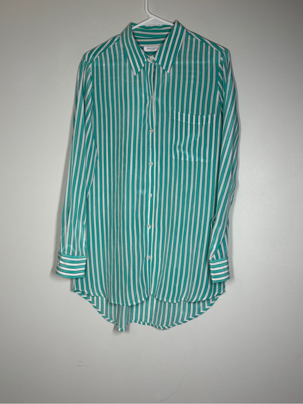Equipment Teal and White Striped Button-Down Shirt